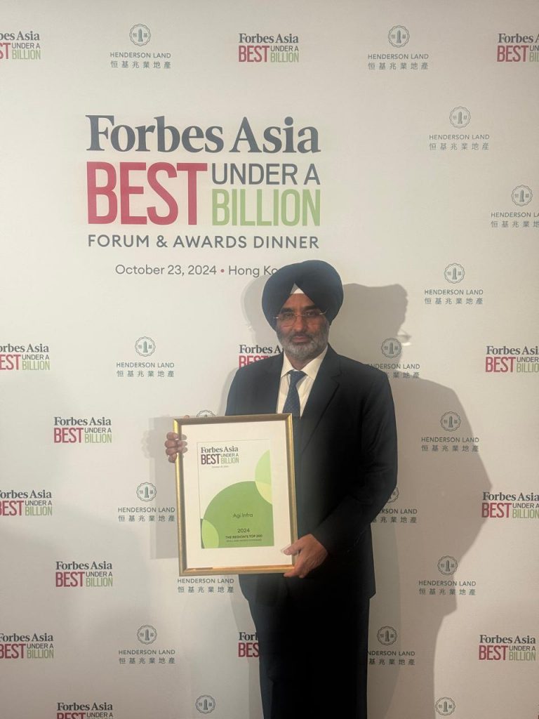 AGI Infra Limited has once again secured a spot on Forbes Asia's prestigious